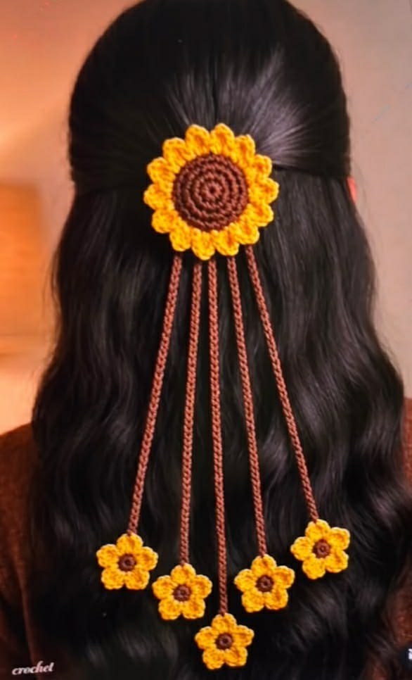 Crochet- Sunflower Hair Accessory