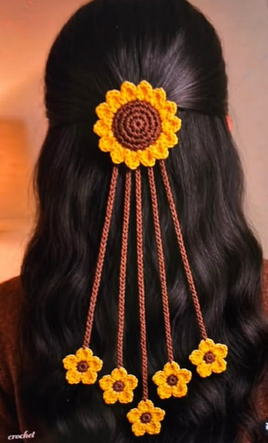 Crochet- Sunflower Hair Accessory