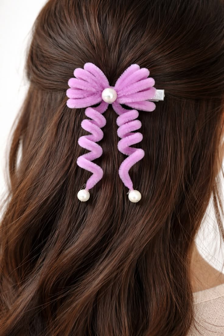 Chenille- Lavender Hair Clip