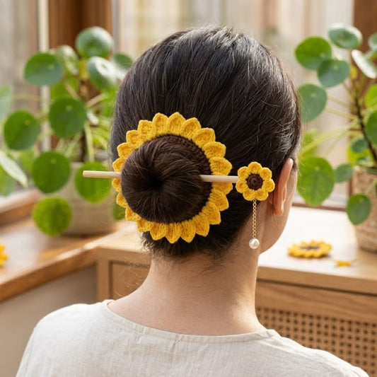 Crochet- Sunflower Bun Stick