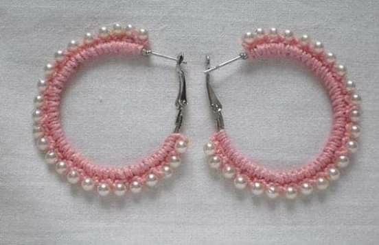 Crochet- Pearl Hoops