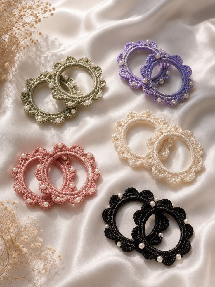 Crochet- Colourful Pearl Bangles (Set of 2)